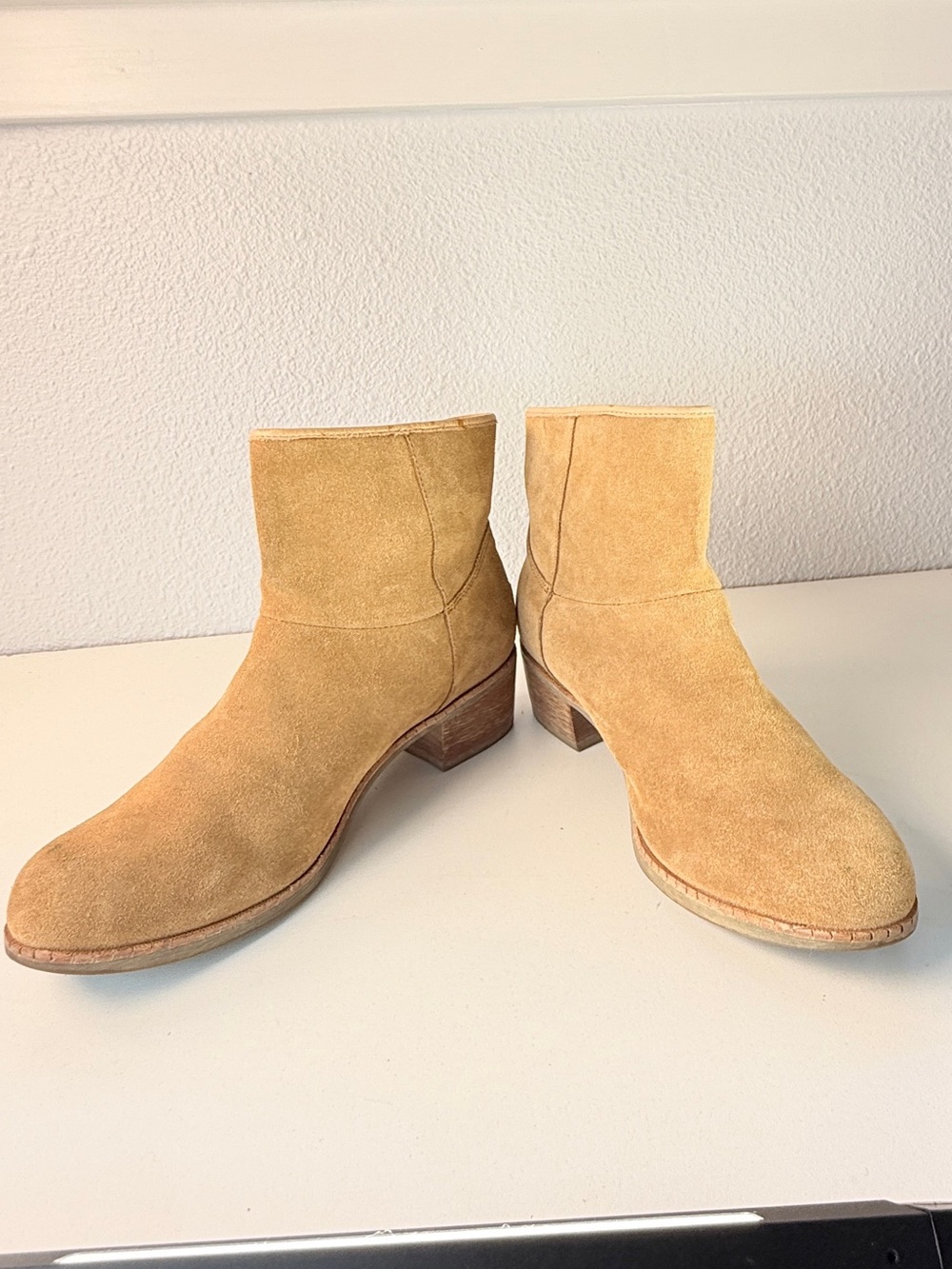 UGG Suede Ankle Boots Womens 11 Tan Block Heel Comfort Booties Winter Boots Cute - Picture 3 of 15